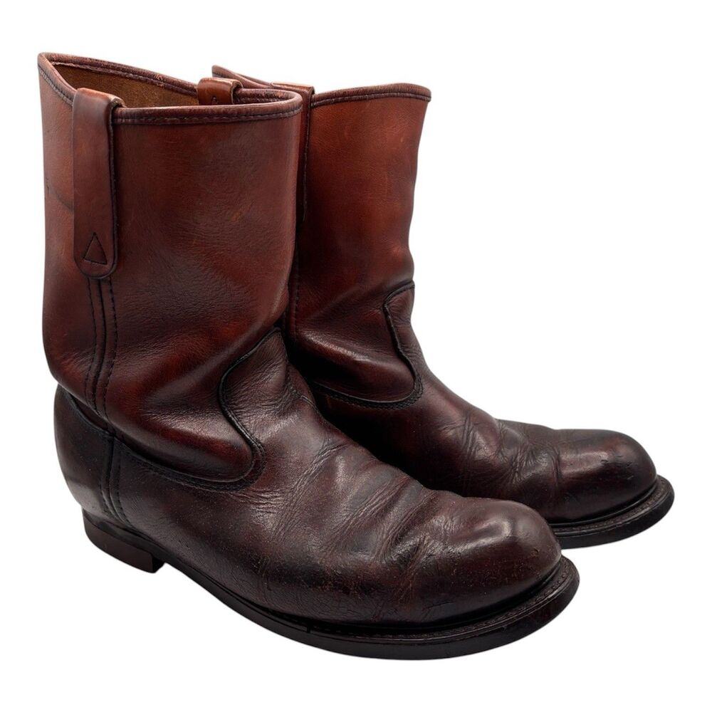 Vtg Mason Chippewa Falls WI Brown Leather Steel Toe Work Boots Men's Size 9